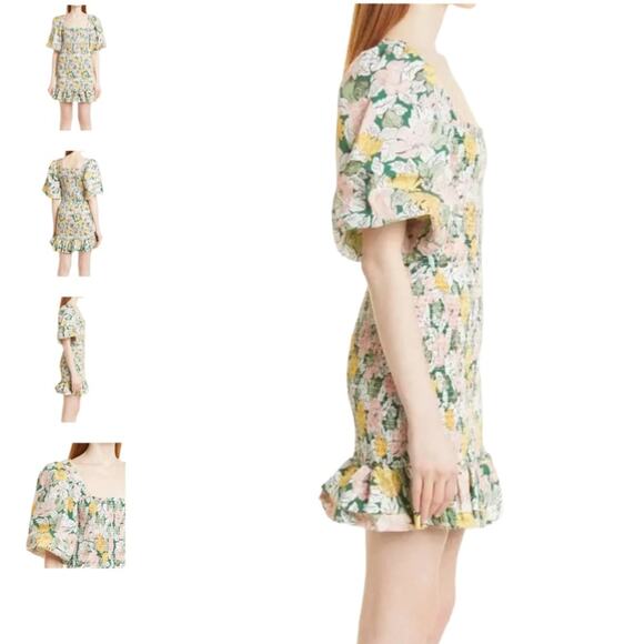 ByTimo Floral Festive Cotton Smocking Square Neck Mini Dress Size M - Picture 7 of 7